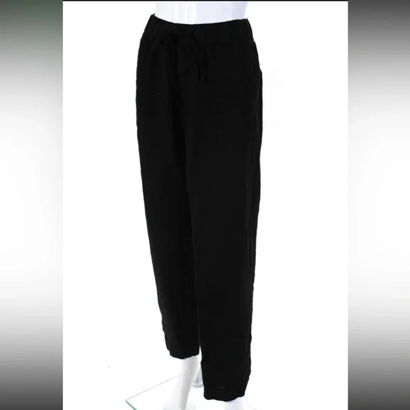 Enza Costa 100% French Linen Lightweight Drawstring Pants Black XL/4 - Picture 4 of 11